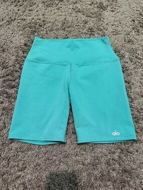 ALO Yoga Teal High-Rise Bike Shorts